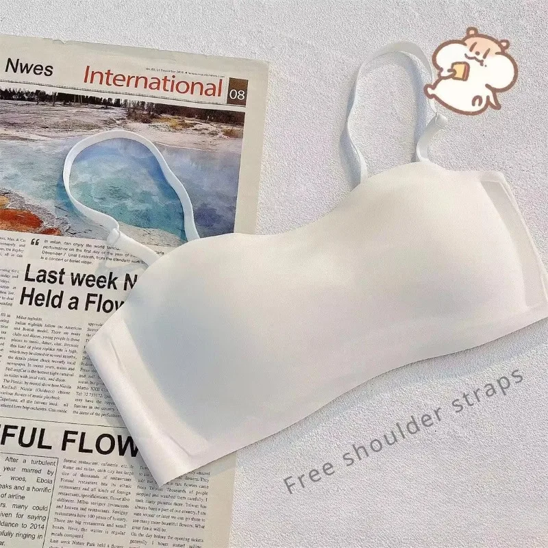 Sexy feminino sólido sem alças push up sutiãs invisível anti deslizamento tira lingeries para mulher sutiã sem costura tubo topos alças