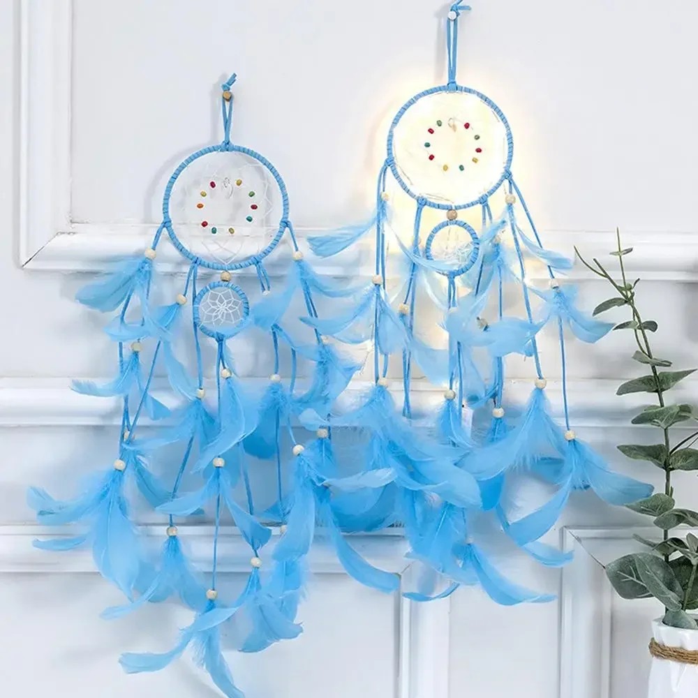 Lighting Handmade Bead Dream Catcher Wind Chimes Indian Style Feather Pendant Dreamcatcher Creative Car Hanging Decoration