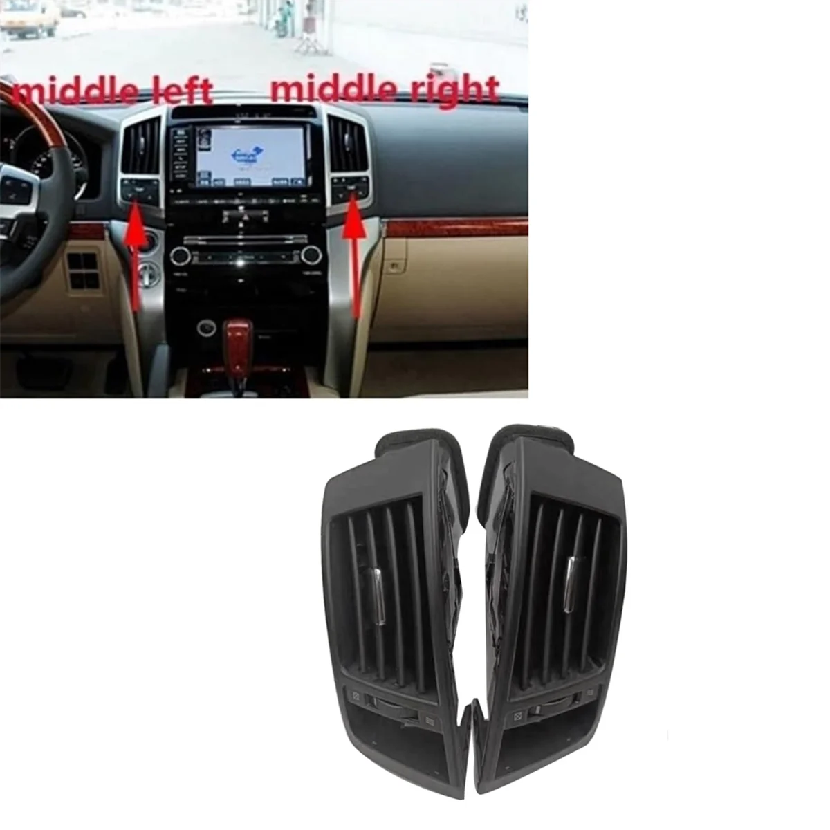 Montaje de salida de aire acondicionado medio para salpicadero de coche, para Toyota Land Cruiser LC200 2008-2013, rejillas de ventilación de aire acondicionado