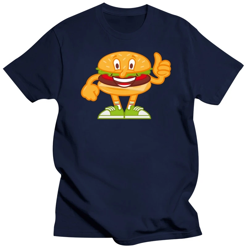 Couple FRIENDS Hamburger and chips Cartoon menpure color t-shirtBoys CasualT-shirtloose causal t-shirtFitness Clothing