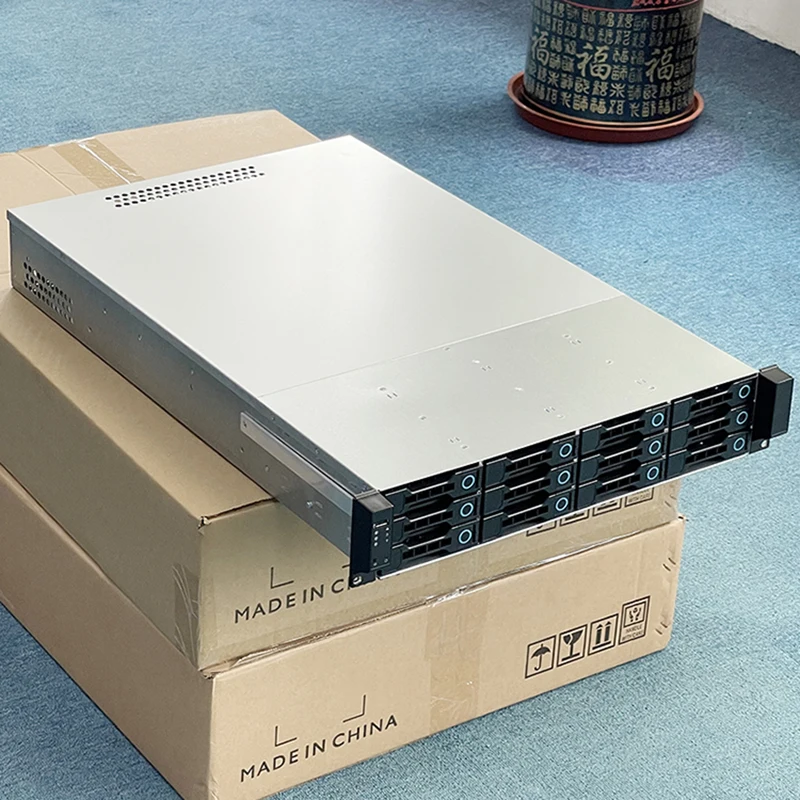 ZhenLoong 2U تخزين حامل الخادم الشاسيه Rackmount 12 خليج القرص الصلب الساخن مبادلة لوحة الكترونية معززة صغيرة SAS 6G/12G عالية الجودة NAS