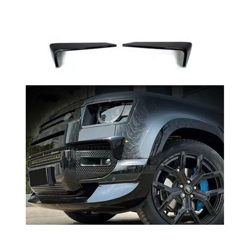 

High Quality Front Bumper Vent Glossy Black Splitter Fin 2pc for 2020 Defender 110