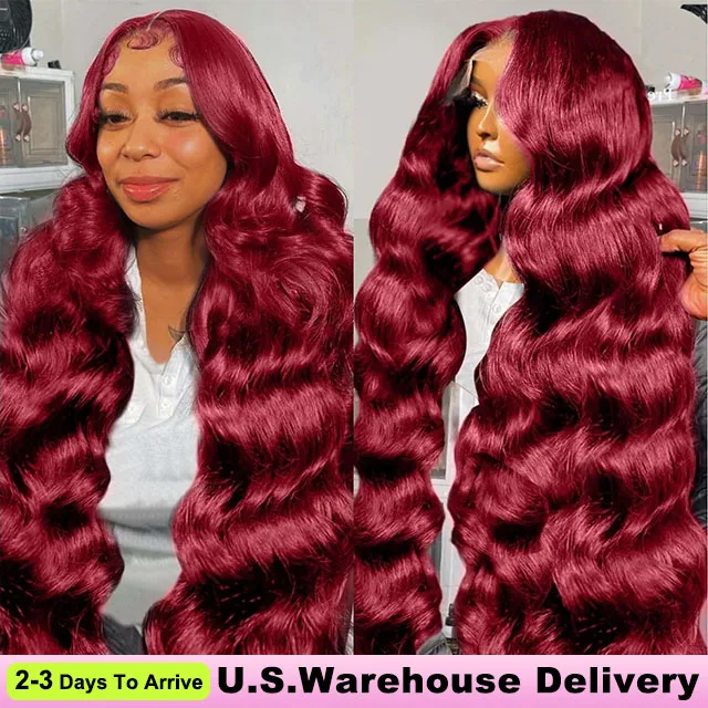 

Парик из натуральных бразильских волос, 40-42 дюйма, цвет 99J бургунди, с HD-кружевом 13x6, плотность 250, волнистый, красный, с HD-кружевом спереди