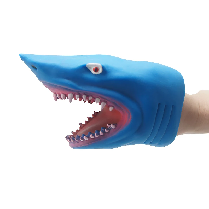 Hot Selling Soft Rubber Realistic Kids Toy Marine Animal World Action Figure Flexible Great  dolphin Hand Puppet shark alligator