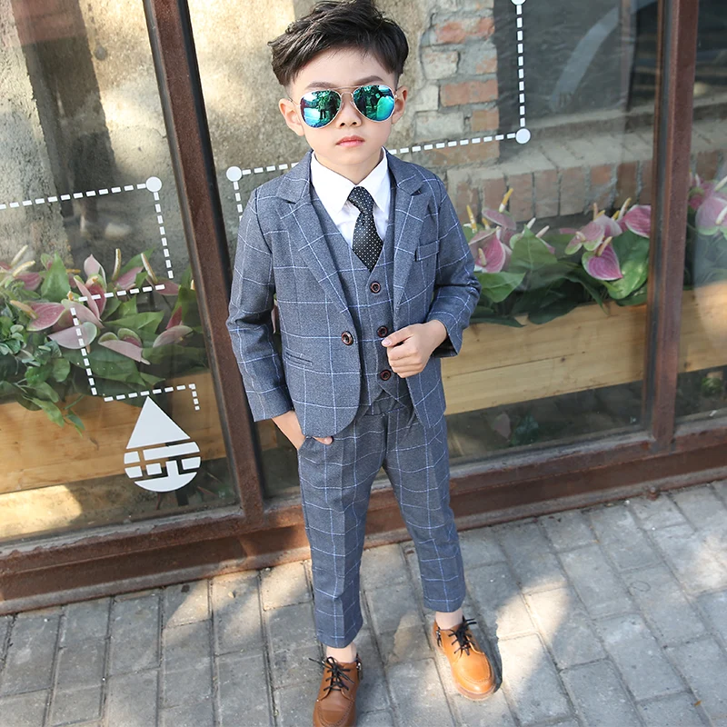 Baby Boys Wedding Party Costumes Blazer Vest Pants Children\'s Formal Suits Baptism Dress Kids Teenage Ceremony Suit Clothes Set