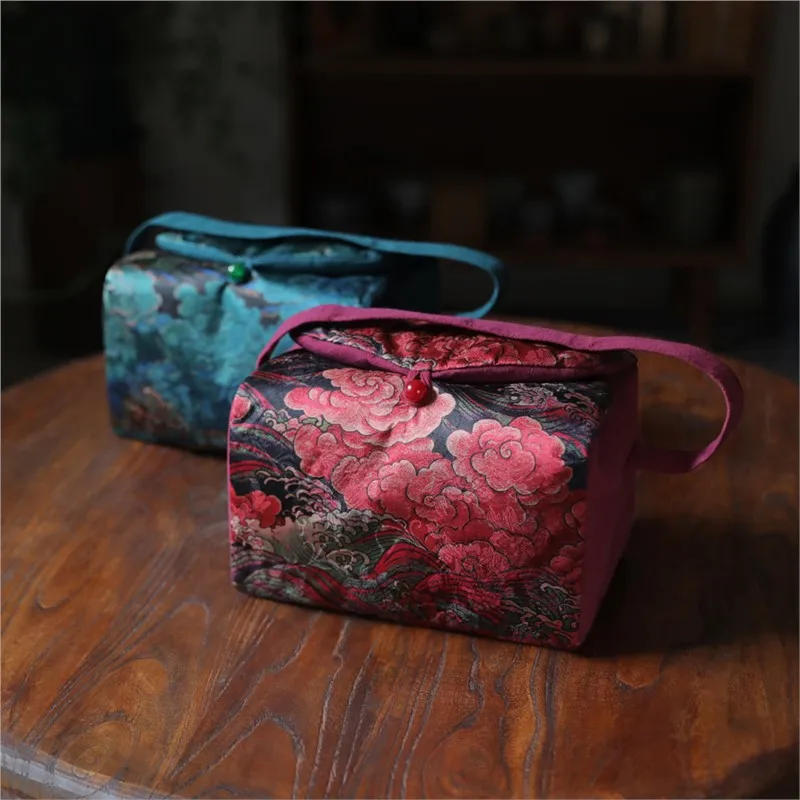 Chinese Style Printed Handle Travel Bag Tea Ceremony Storage Cloth Bag Portable Large Cloth Bag Tea Ceremony Accessories ZF167