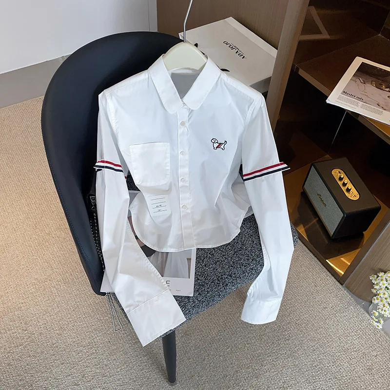 

Высококачественная женская повседневная одежда Long Sve Ne irt White ort Sle Commute Faion Корейская версия Straight Cut Ci Walk