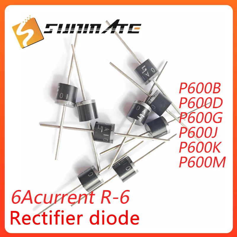 50PCS  P600B P600D P600G P600J P600K P600M P1000G P1000M  R-6 Rectifier diode