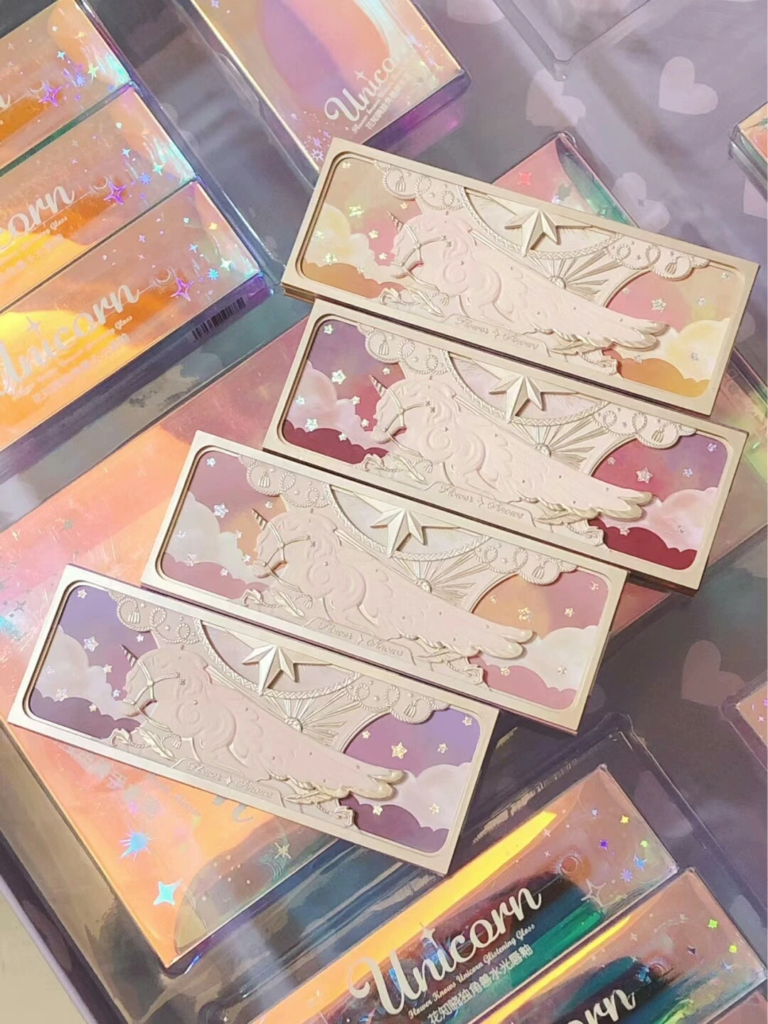 Flower Knows Unicorn Paleta de sombras de cinco cores com brilho fosco e cores terrosas