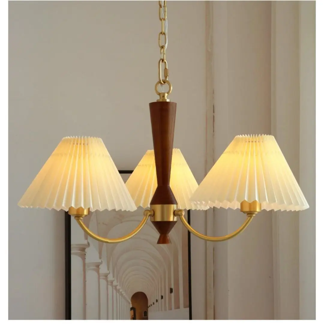 Creative living room pleated chandelier, American style chandelier, vintage walnut bedroom, study and dining room chandelier