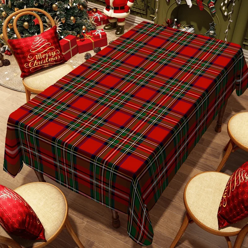 【Product】1 piece of tablecloth, rectangular tablecloth, modern vintage checkered pattern tablecloth, durable polyesterzyc