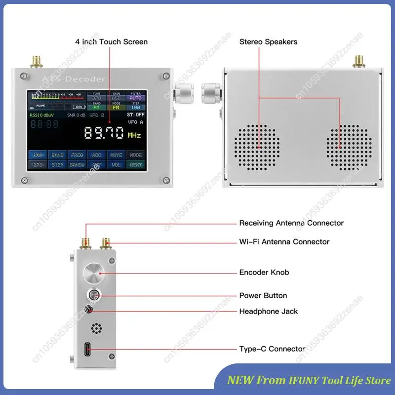 Para ATS-Decoder Mega SDR Radio AM FM SYNC SSB CW DIGI receptor versión mejorada de ATS25 Max-Decodificador pantalla a Color de 4 pulgadas nuevo