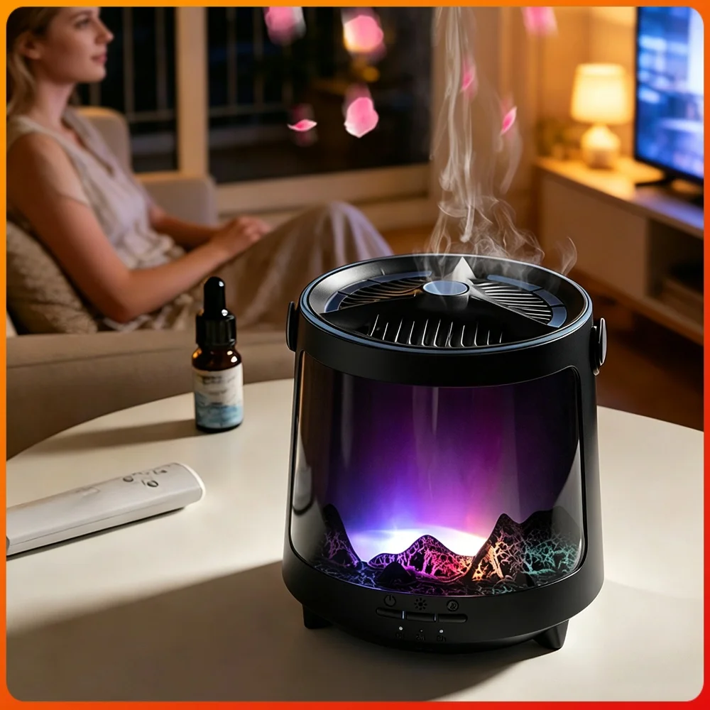 Cool Mist Aromatherapy Diffuser 300ml Ultrasonic Humidifier Aurora Night Light 7 Color LED Timer