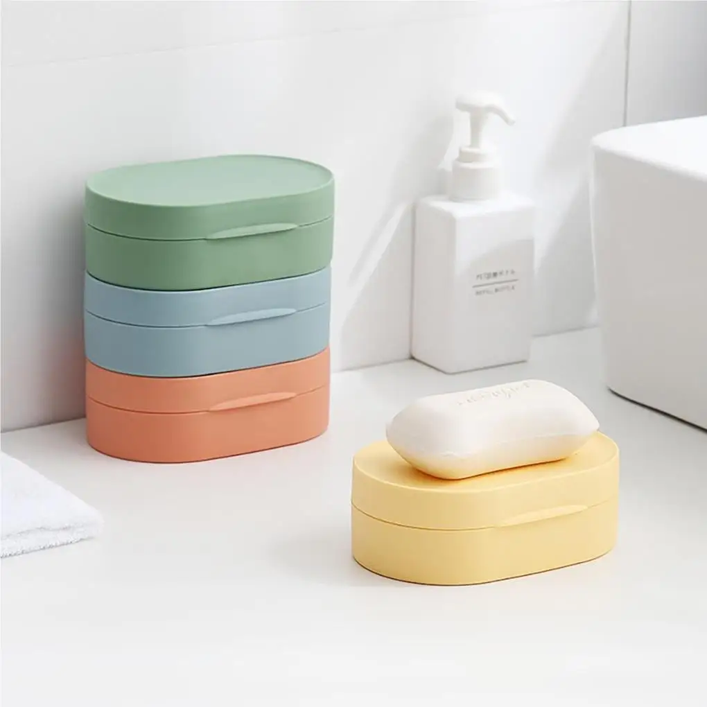 Soap Box Multiple-colored with Lid Household Accessories Travel Supplies Leak-Proof Camping Soaps Container Dish Holder