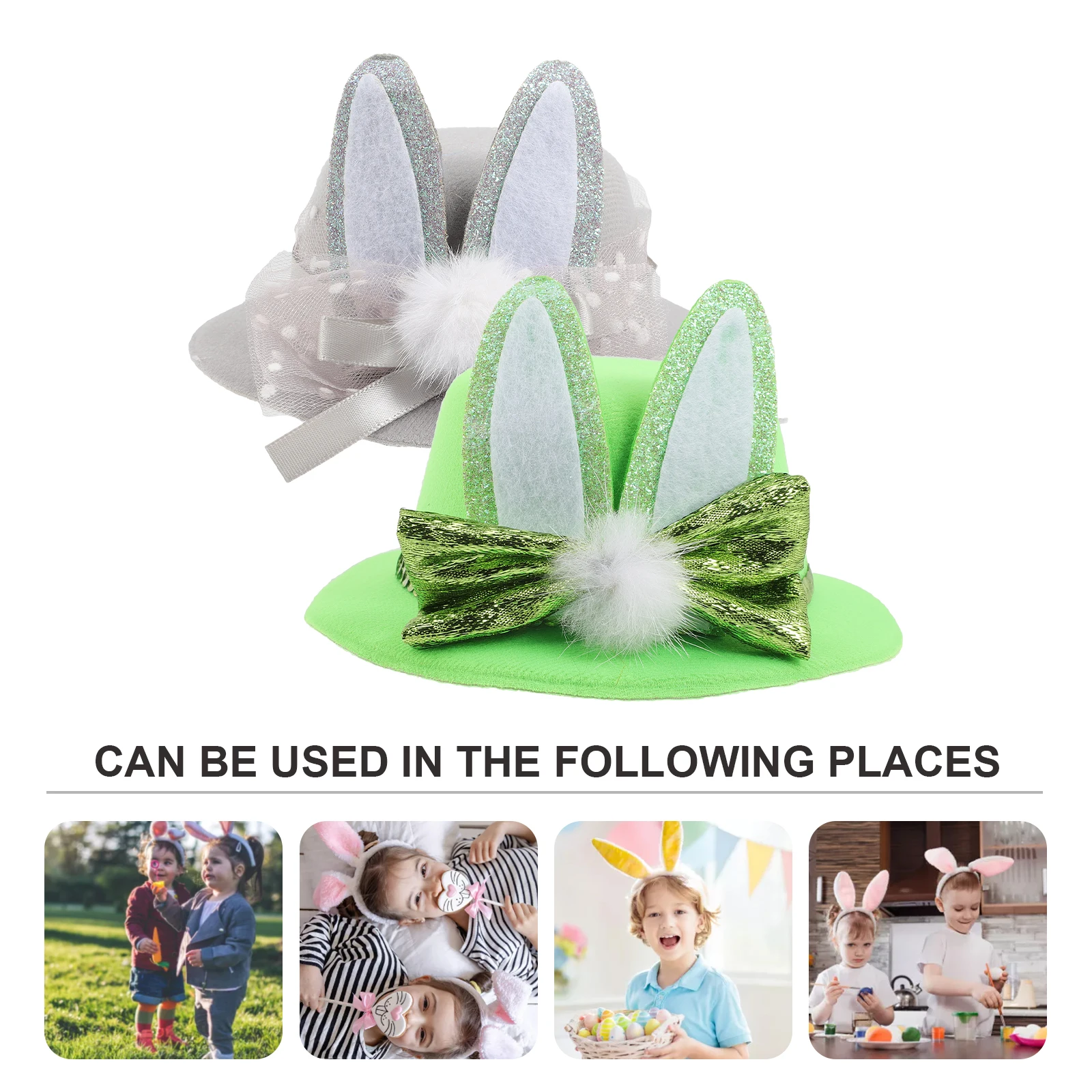 

2 Pcs Rabbit Ear Top Hat Girl Hair Accessories Clips Cute Party Toddler for s Metal Adorable Hairpin Child