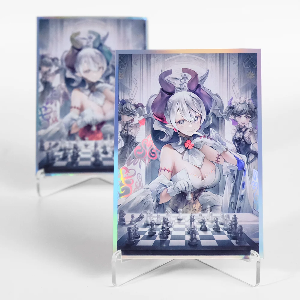 63×90mm 100PCS Laser Holographic Flashing Anime Card Sleeves for YGO/TCG Top Loading Cartoon Deck Shield Card Cover