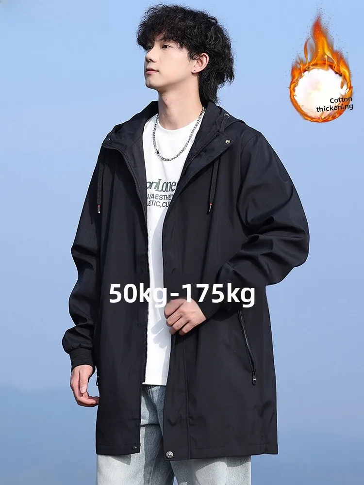 

Men's plus Size Cotton Jaet Winter Warm Thiened Fce Lined Loose Long Coat Casual Faion Ci Sle Zipper Closure