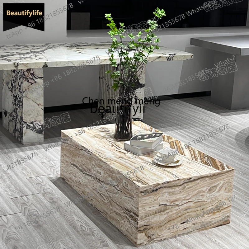 

G55 Nordic light luxury natural marble coffee table designer modern living room square coffee table