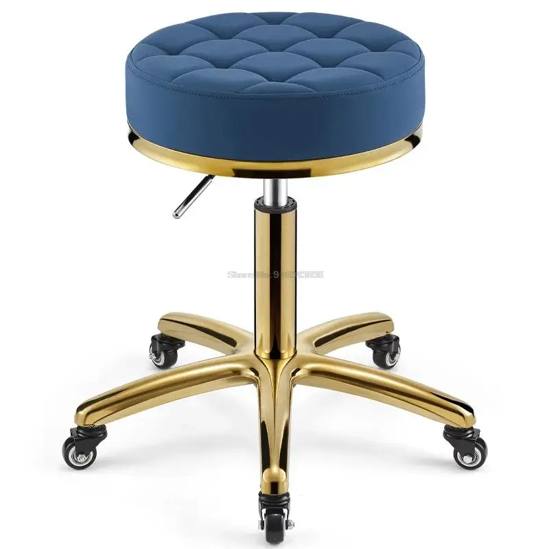 

Rotating Lifting Beauty Stool Barber Shop Chair Round Golden Stool Stainless Steel Chair Barber Stool Hair Salon