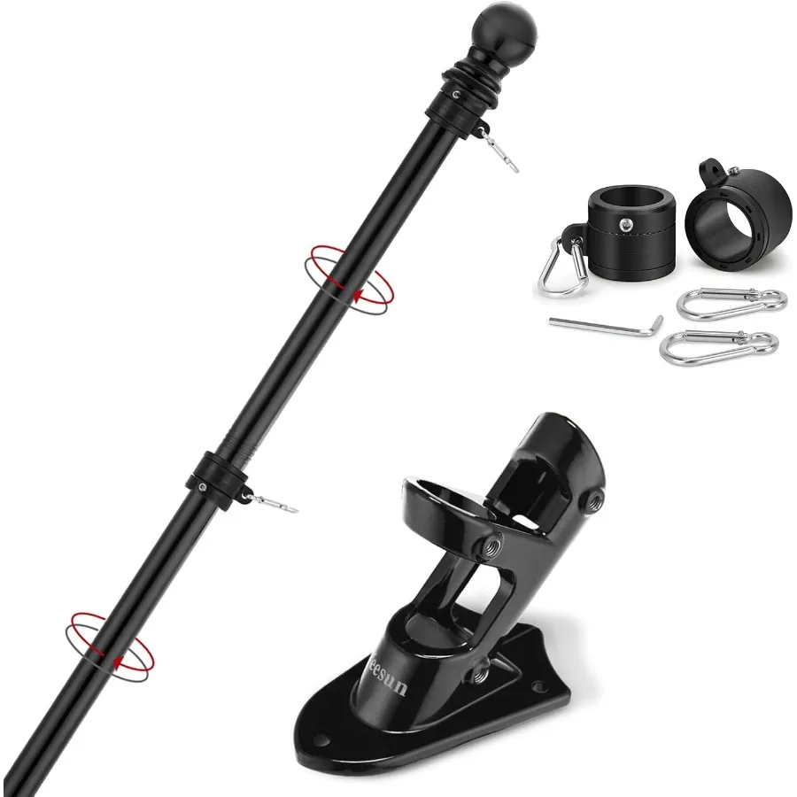 

6 футов американский флагшток с кронштейном для 3 x 5 флагов, наружное украшение, настенное крепление без спутывания, комплект флагштока для дома, крыльца Durab