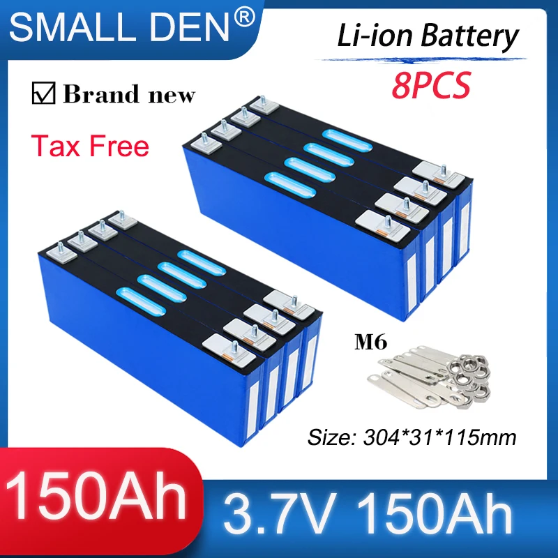 

8PCS 3.7V 150Ah Lithium ion battery 3C High Power diy 12v 24v Electric boat Golf cars Inverter Solar Wind Large single Grade A