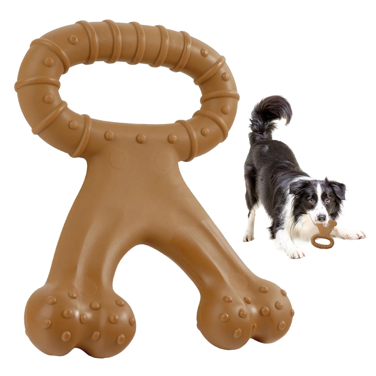 

Dog Chew Toy for Aggressive Chewers Durable Wishbone Double headed beef flavor