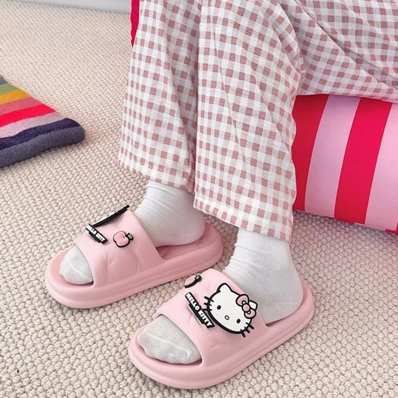 Sanrio Kuromi Melody New Sweet Slippers Y2k Student Cartoon Summer Cute Sandals Women Soft Thick Sole Fashion Casual Shoes image 3