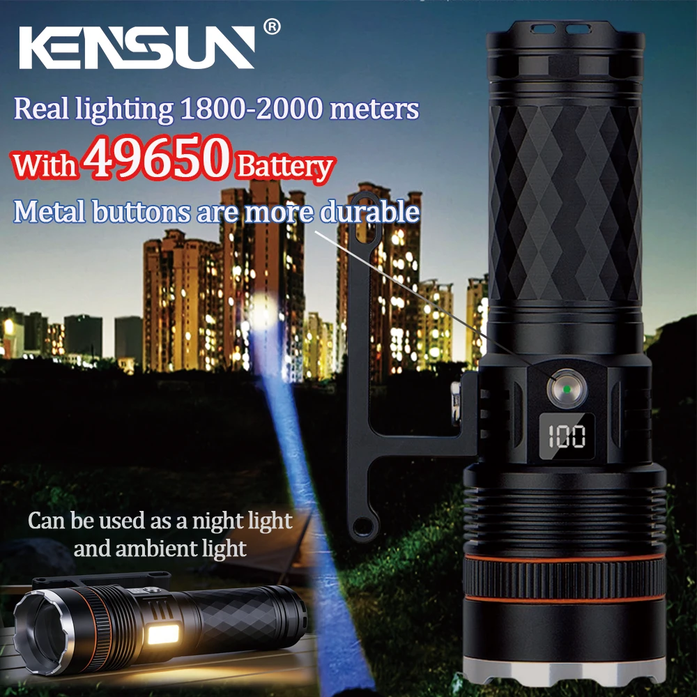 

8000LM 5000M multifunctional long-range strong light LED flashlight USB charging outdoor camping ultra bright handheld light
