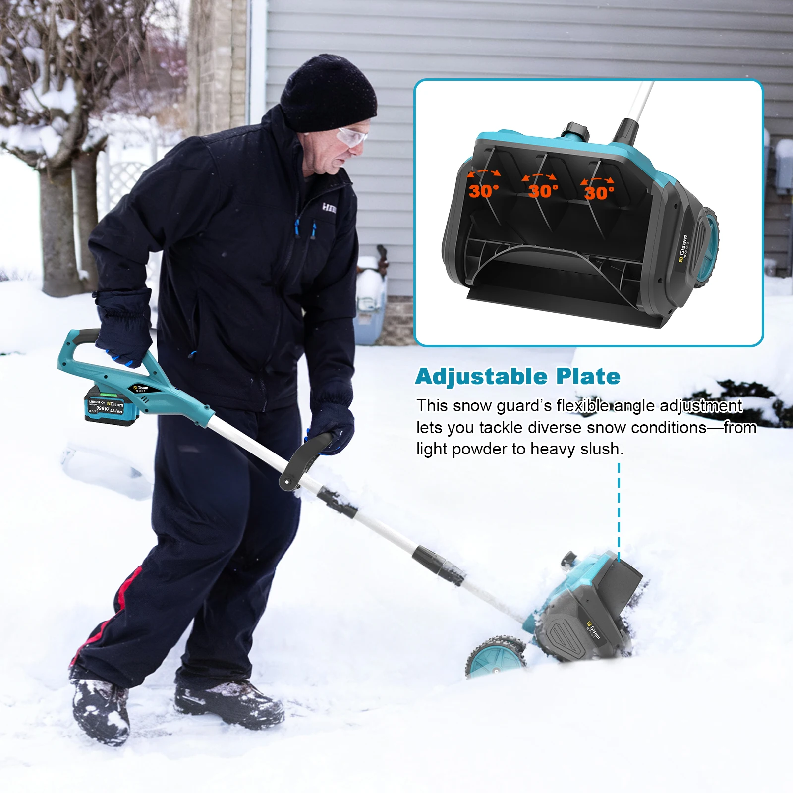 ギサム 13インチ ブラシレス電動除雪機 スノースイーパー コードレス 