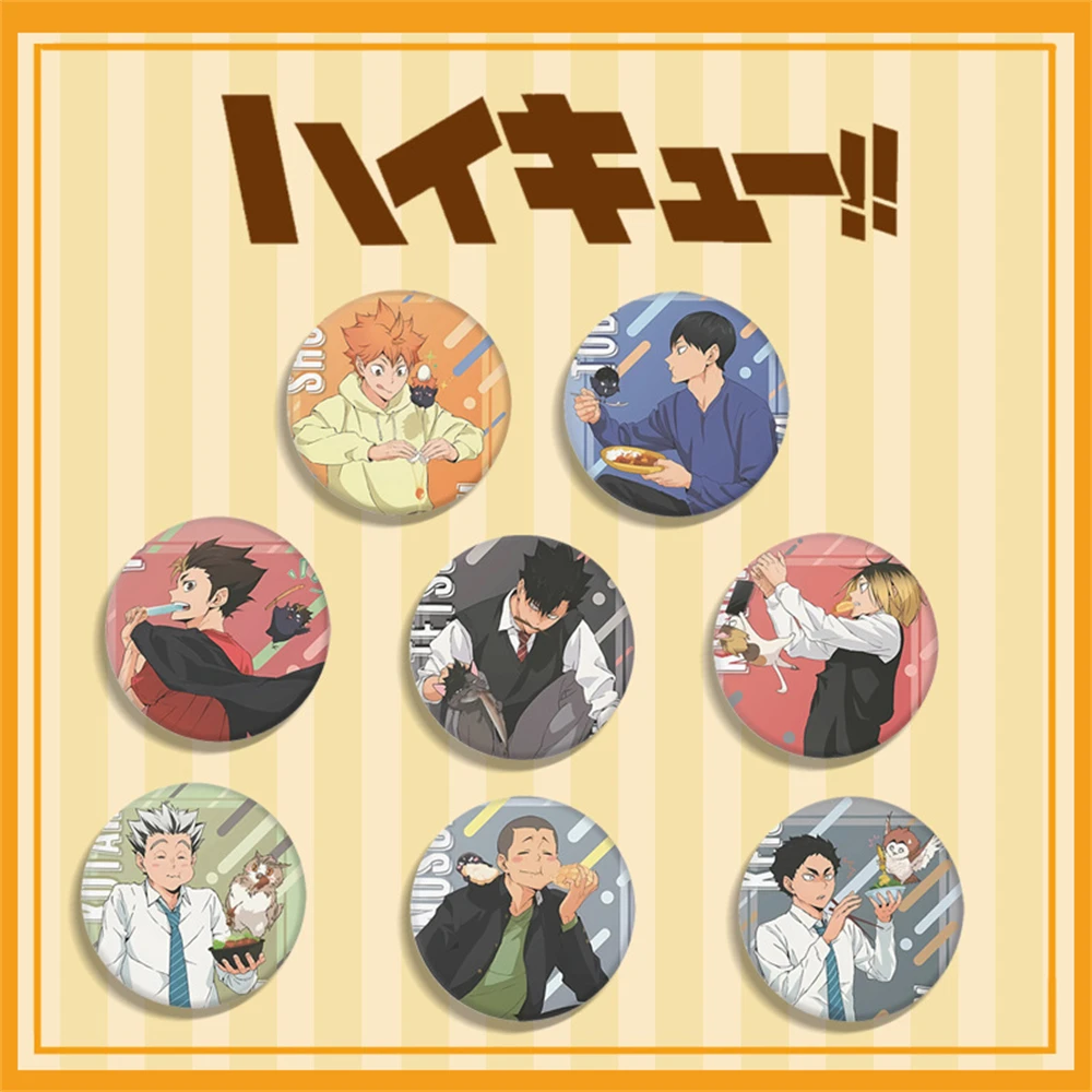 

58mm Anime Haikyuu!! Yu Nishinoya Ryunosuke Tanaka Cosplay COSTUME Badge Pin SPTE Tinplate Brooch﻿ Prop Gilf