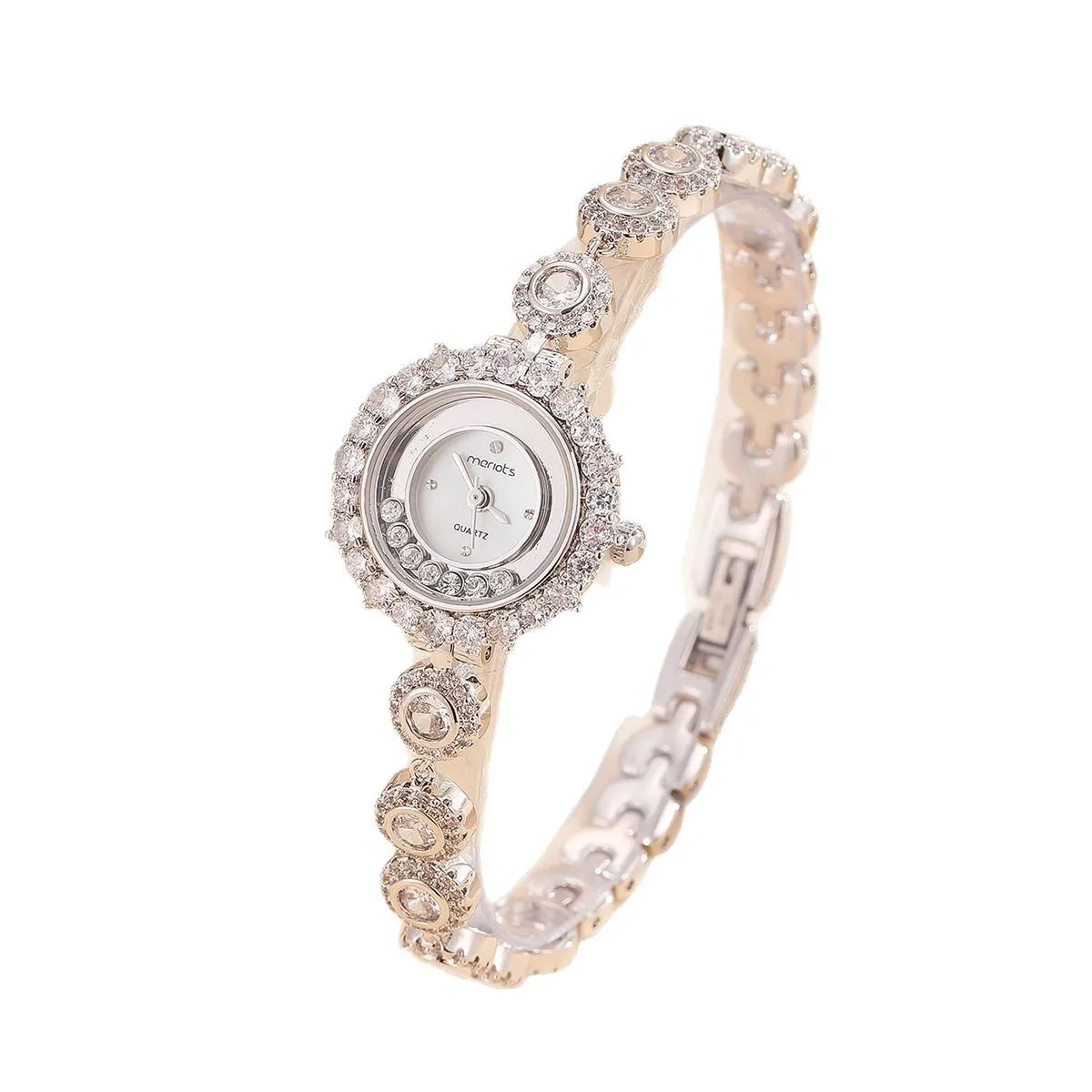 

Diamond round women's watch, women's quartz watch, pull free adjustment bracelet watch