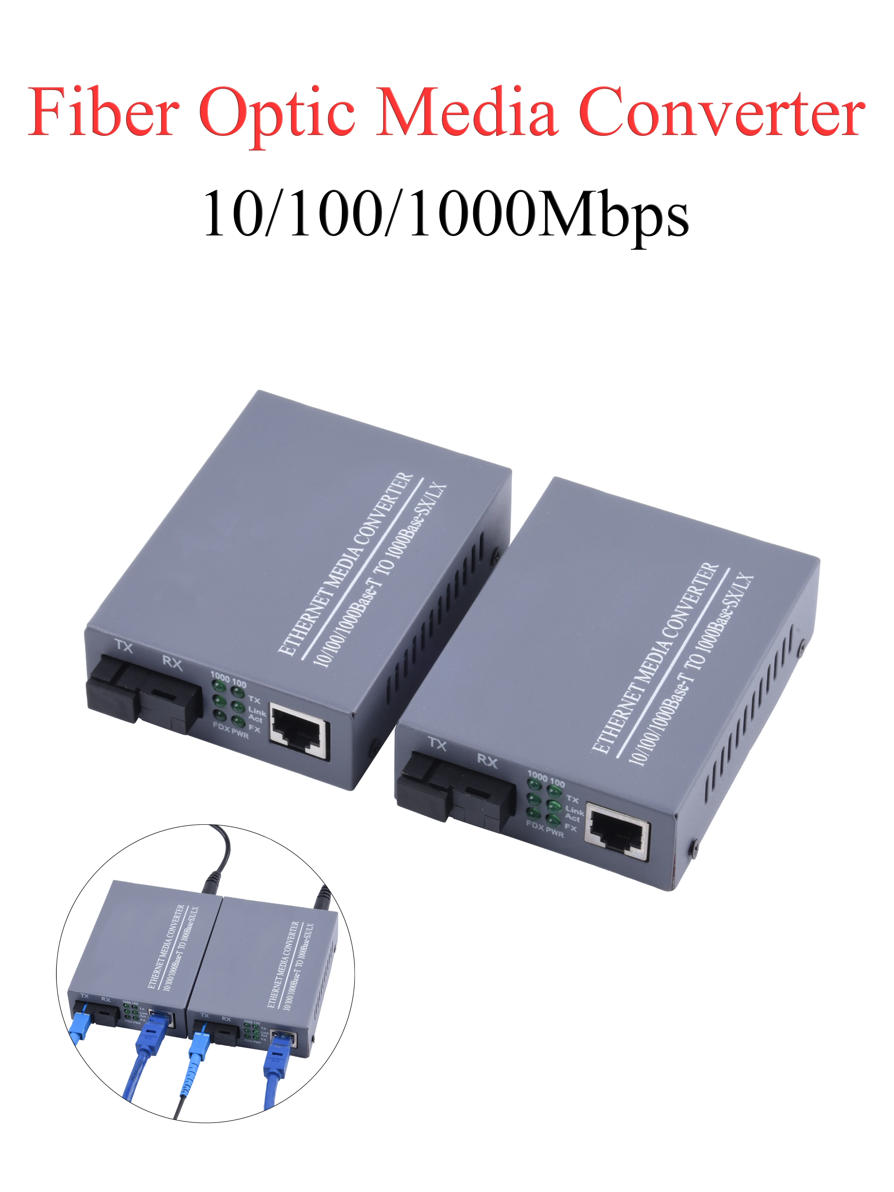 

Single Mode Gigabit Fiber Converter (10/100/1000Mbps) - 20Km, UPC/APC SC-Port, External Power Supply