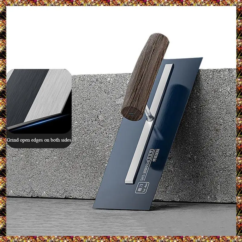 BTCL Cement Trowel Plastering Trowel Drywall 0.5Mm Thick Finishing SK5 Steel Trowel With Wenge Wood Handle L-Shank