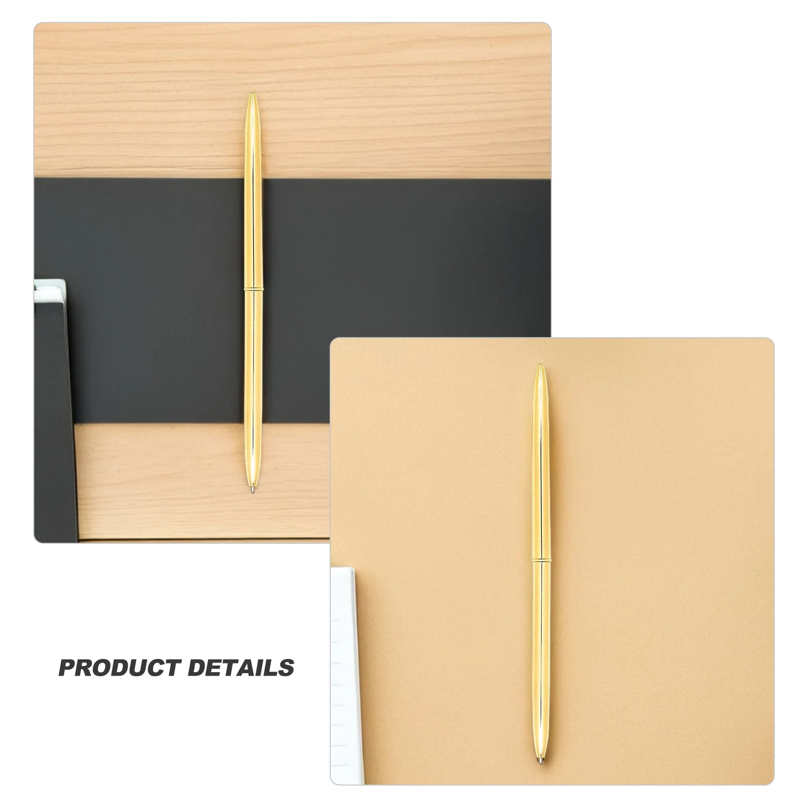 Bolígrafo de Metal con rotación de doble cabezal, tinta azul ligera para escuela, suministros de oficina, instrumento de escritura dorado, 6 uds.