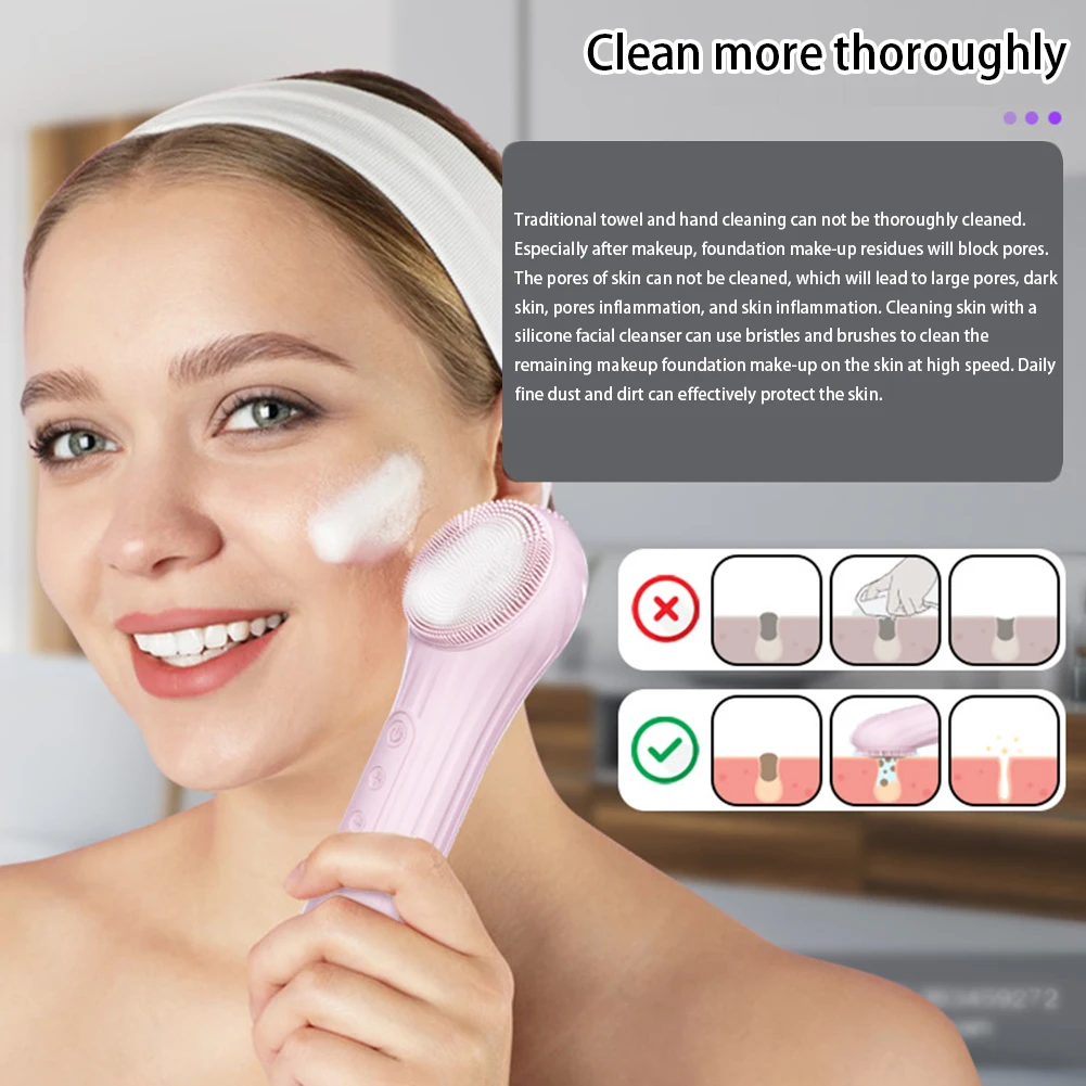 Sonics Facial Cleanser Waterproof Silicone Facial Cleansing Brush For All Skin Type