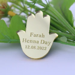 30/50/100pcs Personalise Engraved Name Charms Hamsa Palm Fatima Hand Making DIY Acrylic Handicraft Decoration Favors