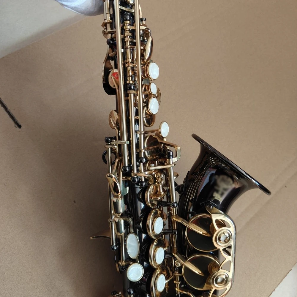 Professional black nickel gold key small bend saxophone flat B key saxophone soprano woodwind instrument can be customized