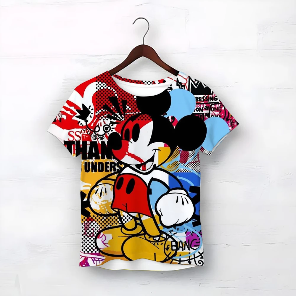 

Boys Girls Minnie Mickey Mouse T Shirt Kids Streetwear Short Sleeve Children's Tshirts Boys Girls Stitch Clothing T-shirt Tops