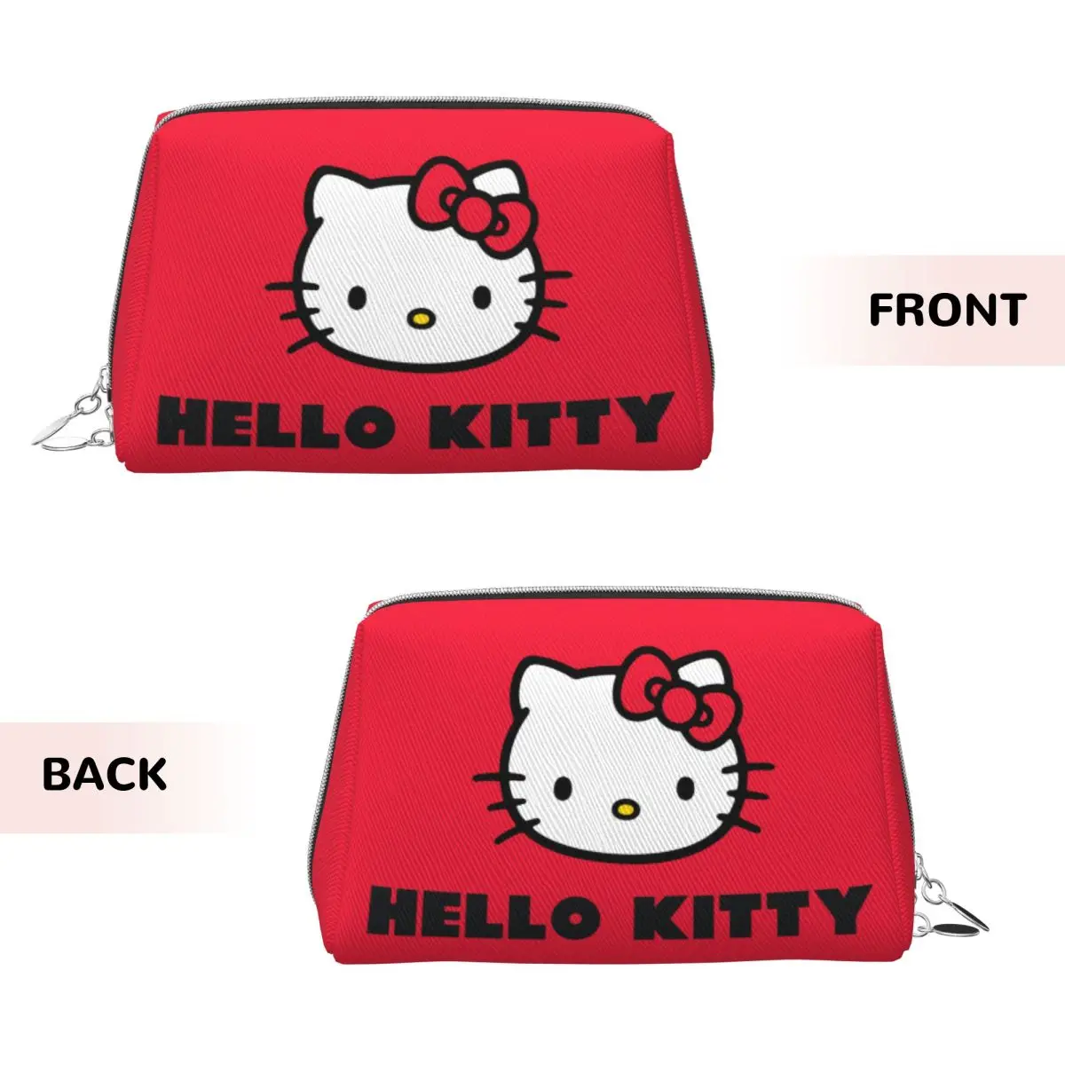 Fashionable Girl Cosmetic Cases HELLO KITTY HEAD Leather Makeup Bag Merch Large Capacity Zipper Toiletry Case