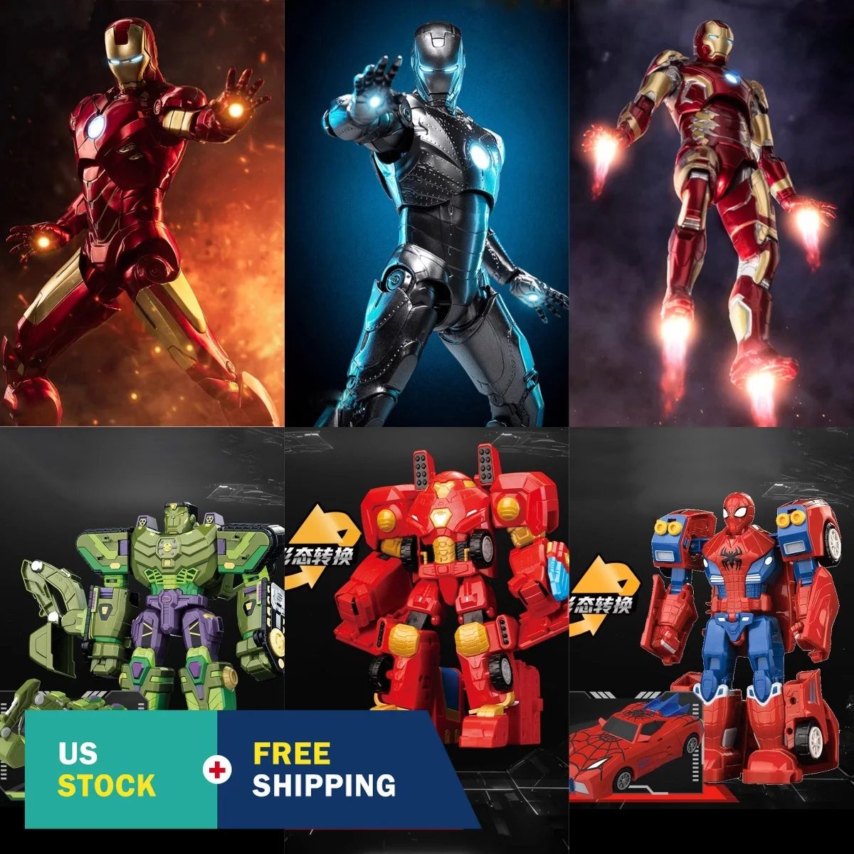 HiPlay ZD Toys Anniversary Series Iron Man Illuminated Edition Action Figurine The Avengers Transformable Vehicle Car Model