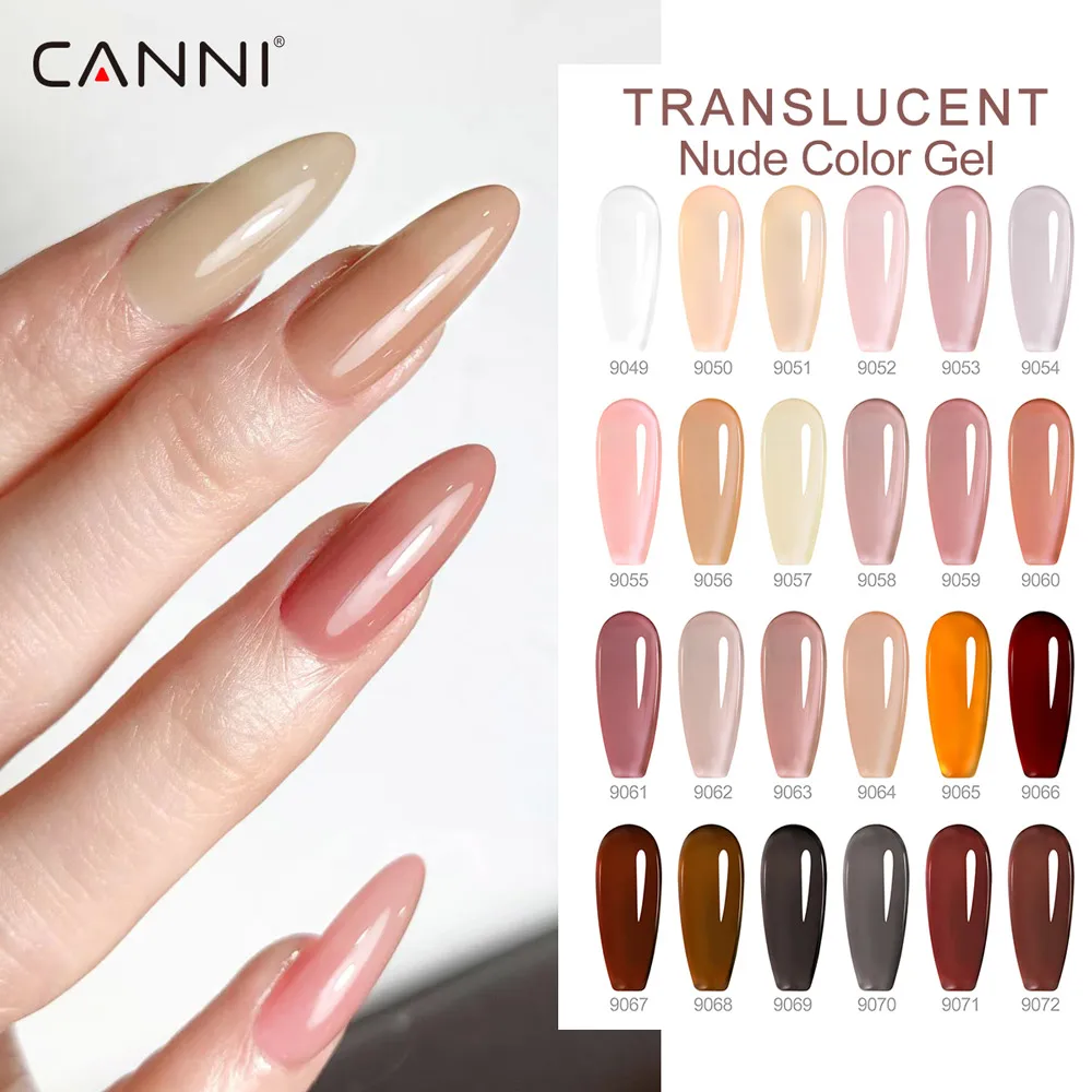 CANNI Nail Gel Polish HEMA FREE Translucent Jelly Gel Varnish Semi Transparent Super Glossy Ultra Consistency Round Shape Brush