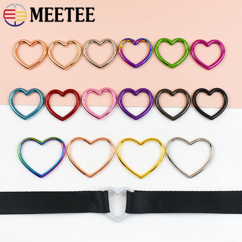 

5/10Pcs 28x22/40x28mm Heart Metal Ring Buckle Bag Strap Belt Chain Adjuster Hook Webbing Connector Clothes Decor Hardware Clasp