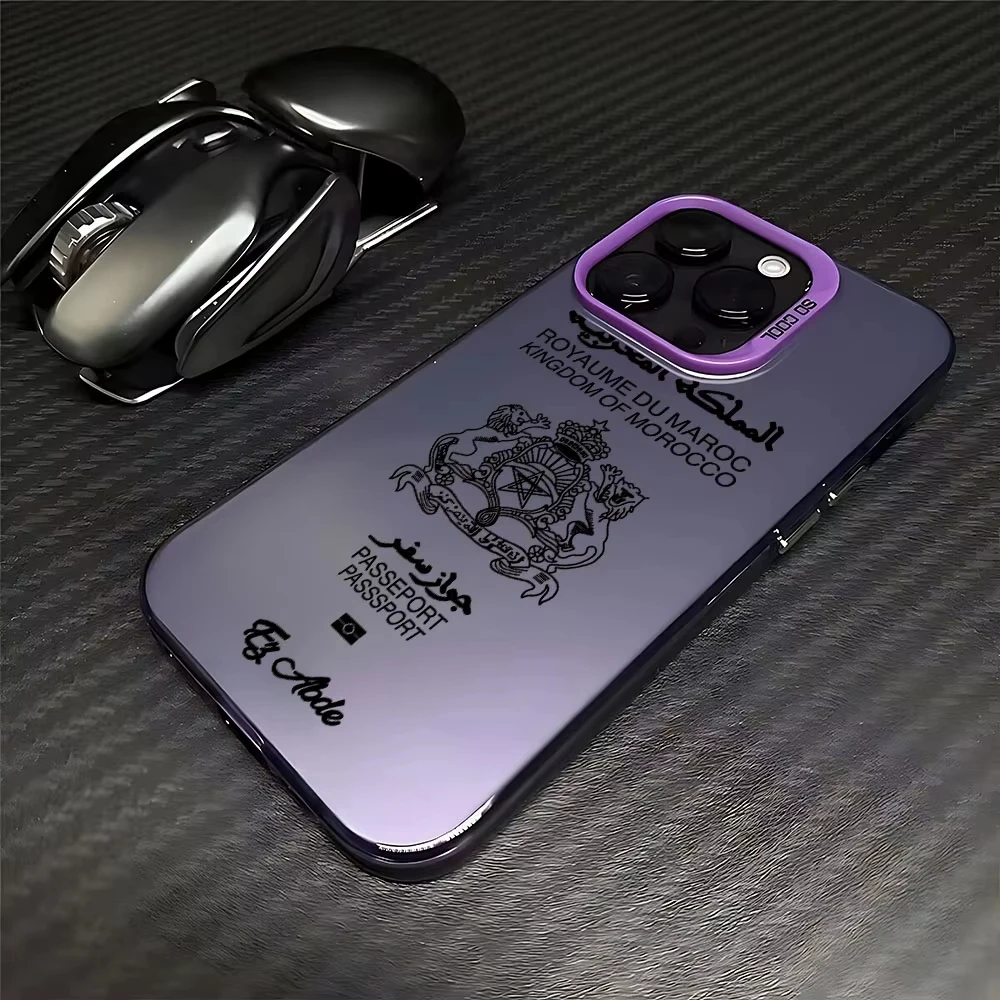 المغرب جواز السفر جراب هاتف آيفون 17 الهواء 16 15 14 13 12 11 برو ماكس XS XR 15Plus 16E 17Pro كاندي ماتي للصدمات الغطاء الخلفي