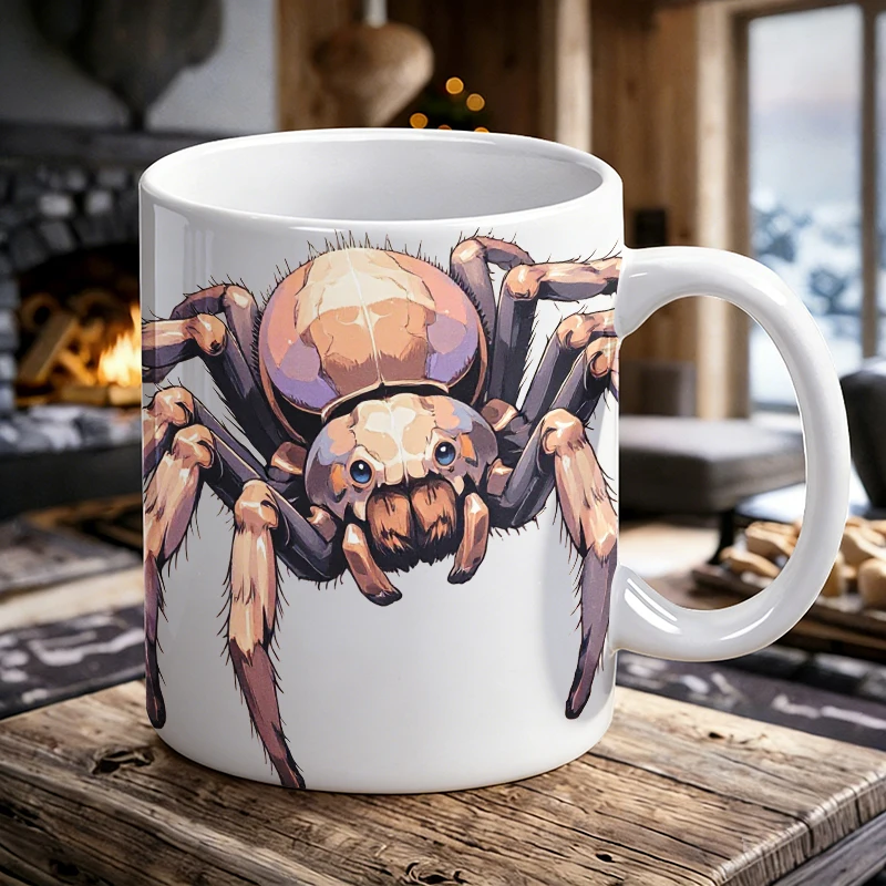 

1PCS Vintage Spider Illustration Ceramic Cup, Coffee Cup, Milk Cup, Office Tea Cup, Drinking Cup, Non-Fading, Gift for Friends