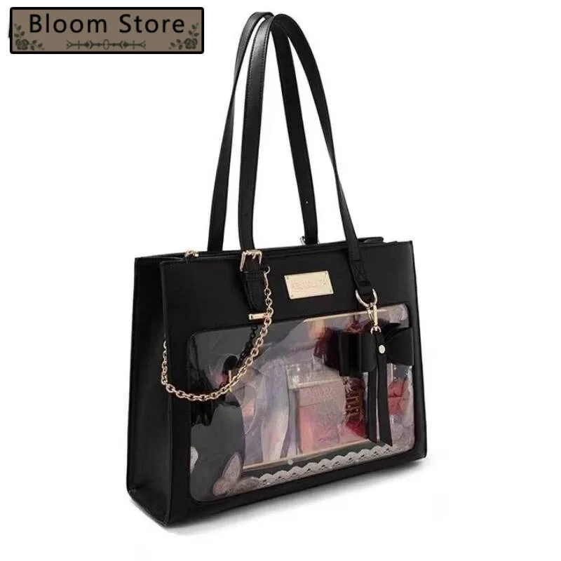 

Vintage All Match Transparent Chain Underarm Bag Y2k Aesthetic Fashion Chic Ita Bags Casual Trendy Sweet Bow Shoulder Handbags