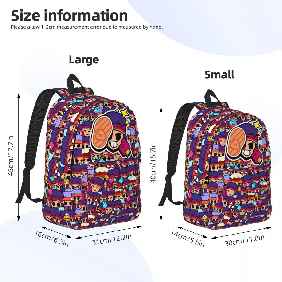 Brawll Emz Spike Squeak for Teens Student School Bookbag Game Cartoon Canvas Daypack Middle High College Travel