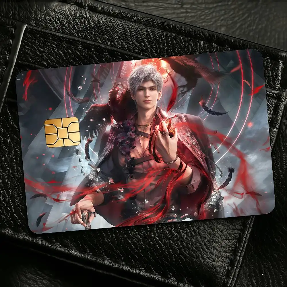Game Love And Deepspace Qin Che Sylus Credit Skin Cover Card Stickers 4PCS Film Bus Pass Front Decoration Bank Debit Waterproof