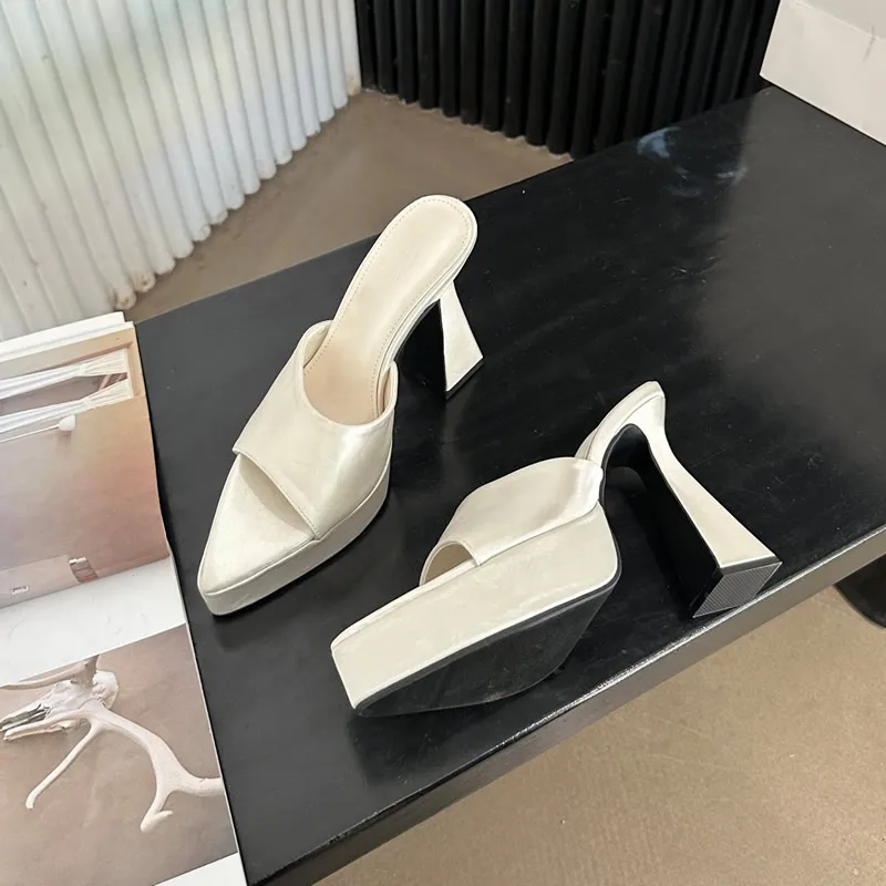 

Platform Heels Women Slippers High Heels Sexy Sandals Chunky Pointed Toe Slides Pumps Summer 2025 Brand Flip Flops Mujer Zapatos