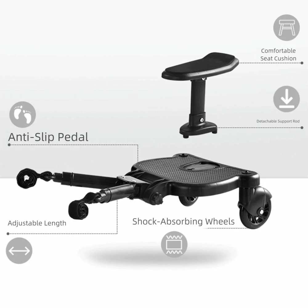 Picture 6: 2 in 1 Sit and Stand Stroller Pedal Adapter Creative Universal Strollers Step Board Adapter Comfort with Detachable Seat