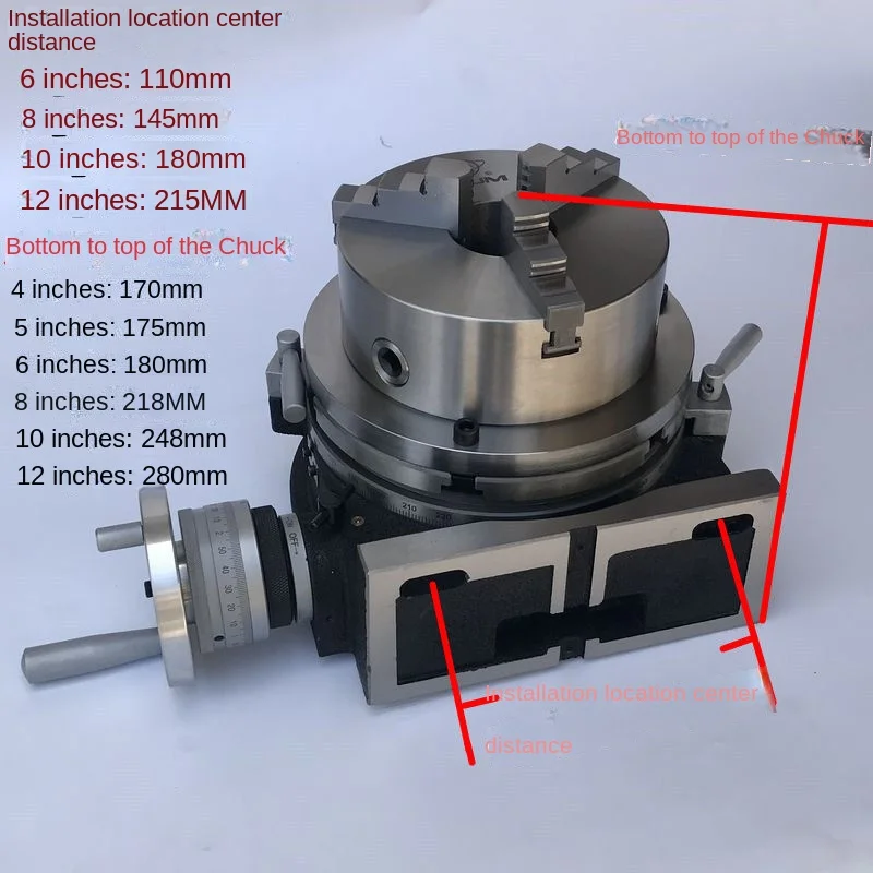 4 inch 3/4 Jaw Chuck Milling Machine Indexing Rotary Chuck Dividing Head Indexing Head Universal Indexing Plate Drilling Milling